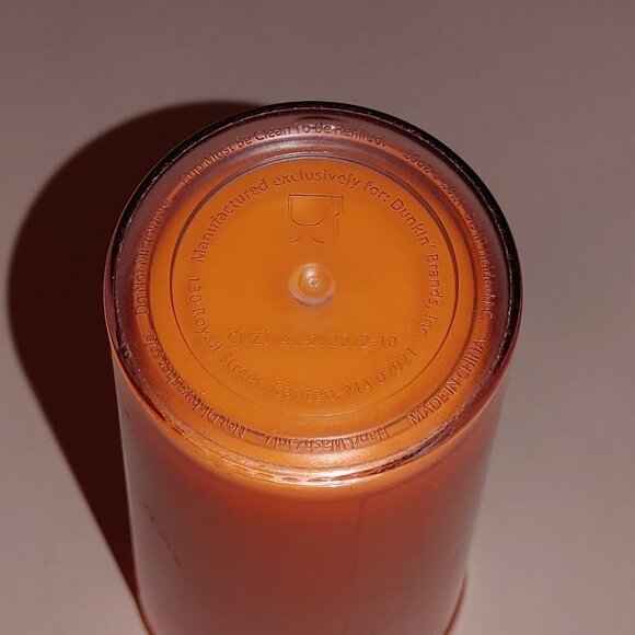 FUN DUNKIN Dunkin Donuts Travel Mug Cold Cup Steel Lid with Straw Orange - Picture 5 of 11